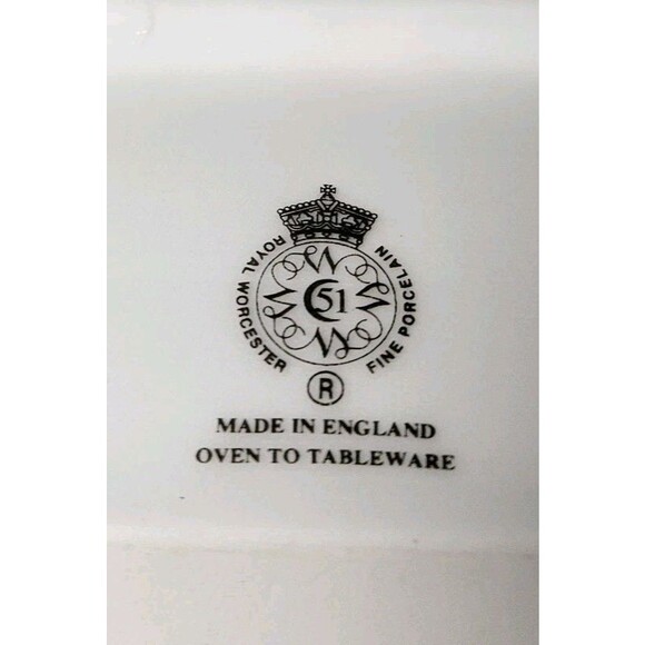 Royal Worcester Green Trim Divided Serving Dish Dinner Table Setting Plums Pear - Picture 8 of 8